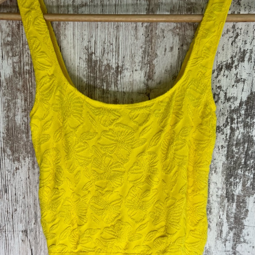 Anthropologie Yellow Ribbed Fitted Tank Top